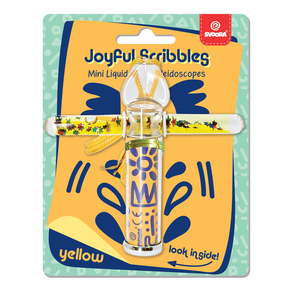 Svoora kaleidoskopas su tūbele, Geltoni raštai, 10 cm – Pupuliuk.lt