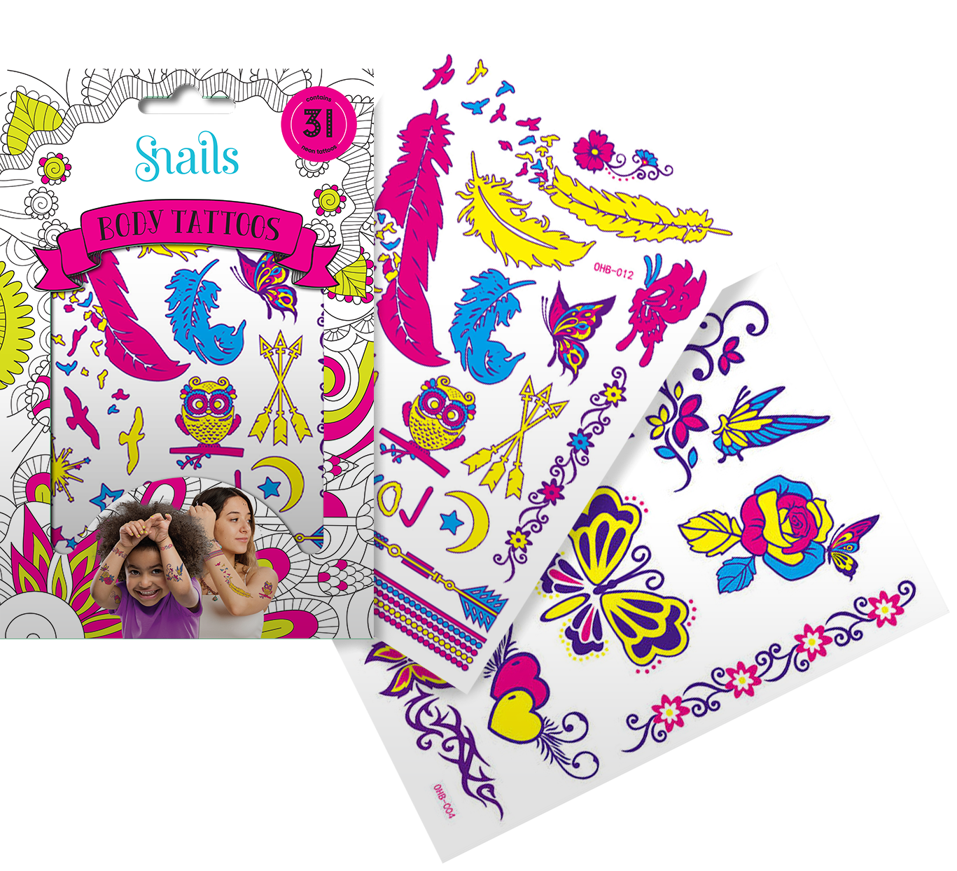 Snails kūno tatuiruotė Neonas N – Pupuliuk.lt