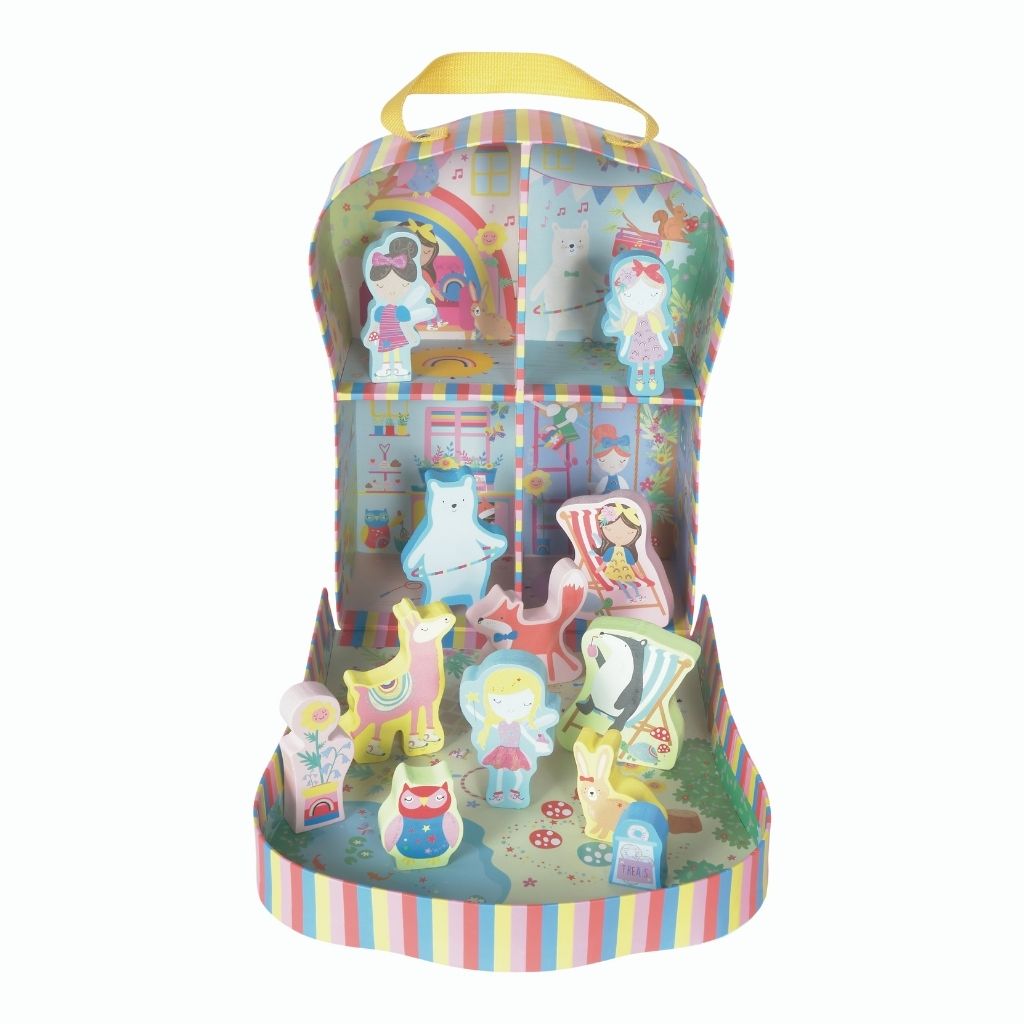 Žaidimo dėžė su medinėmis figūrėlėmis, Mini Fėja – Pupuliuk.lt