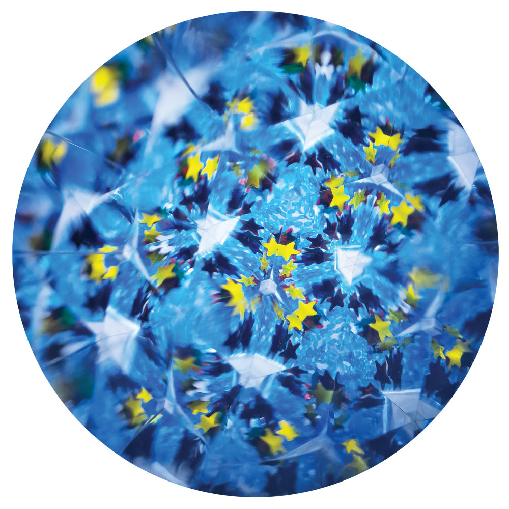 Svoora kaleidoskopas su tūbele, Mėlyni raštai, 10 cm – Pupuliuk.lt