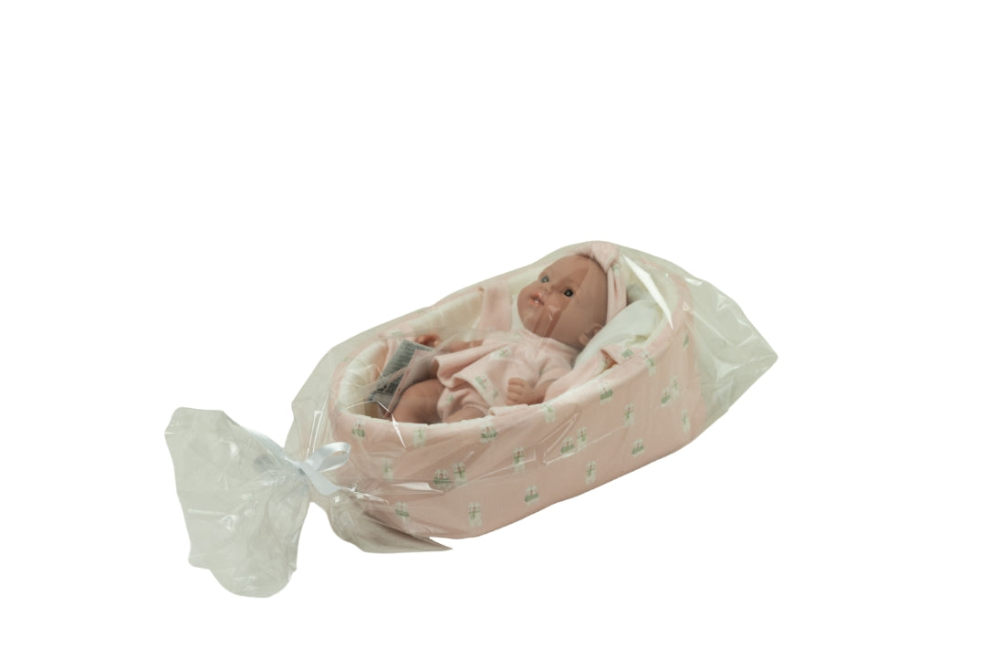 Arias lėlė kūdikėlis su rožine nešykle, 26 cm – Pupuliuk.lt
