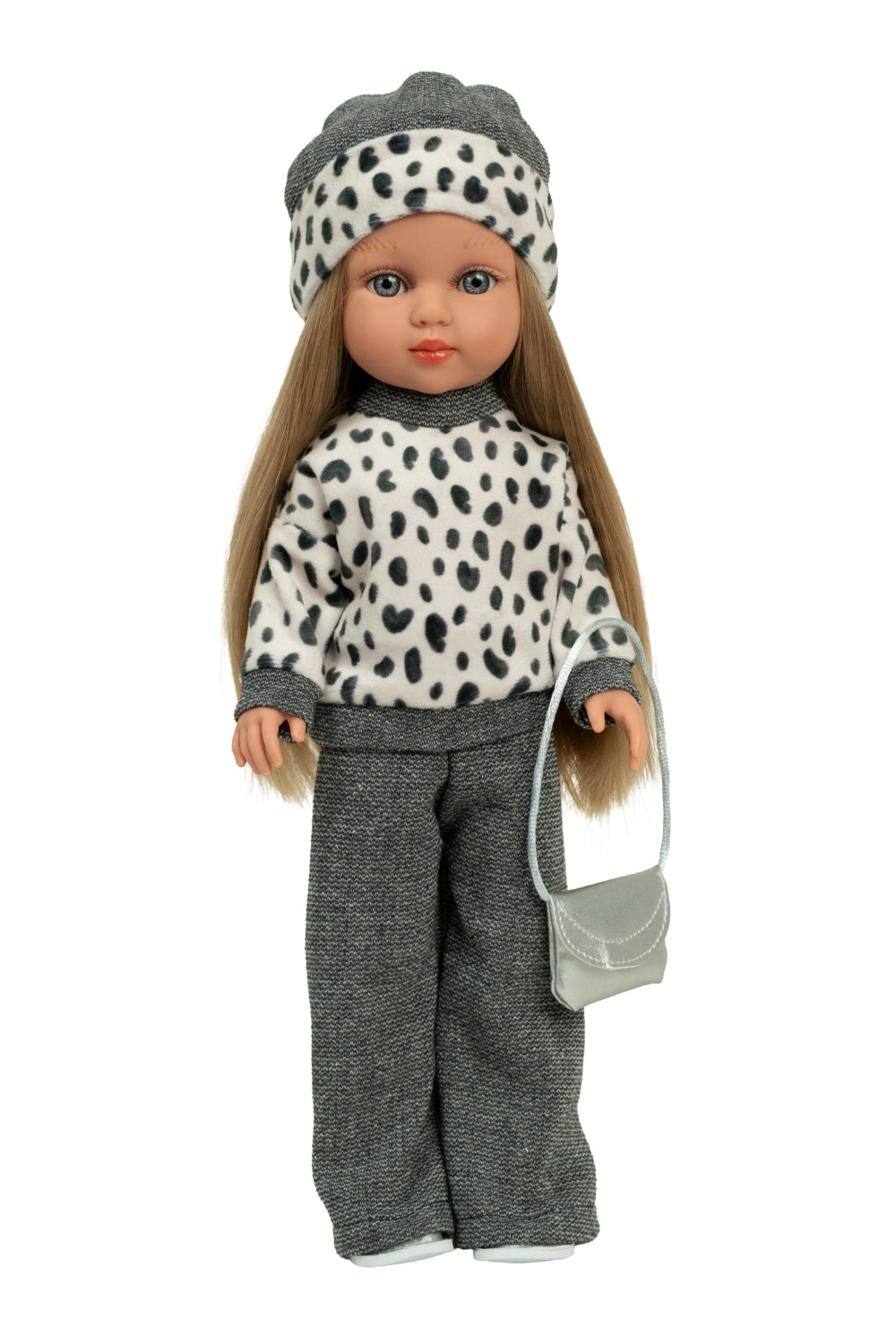 Arias lėlė mergaitė Carlota pilkais rūbeliais, 36 cm – Pupuliuk.lt