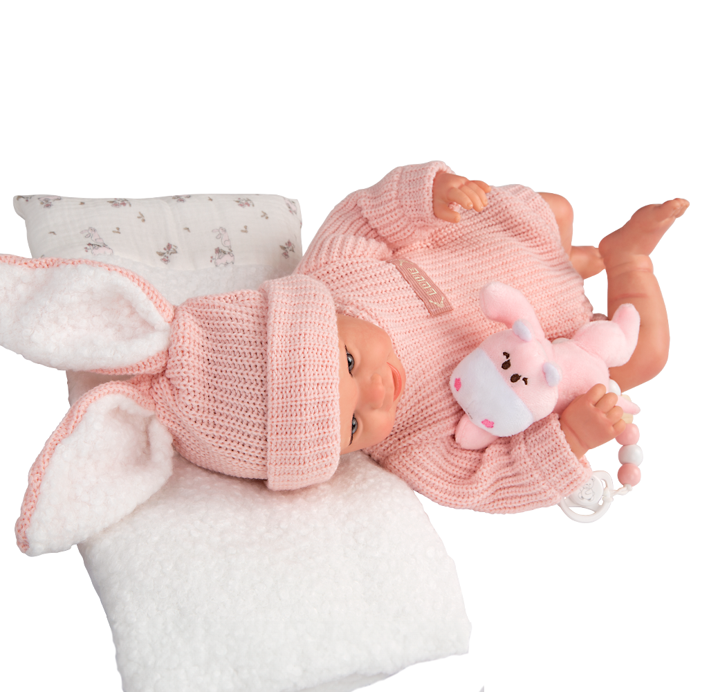 Arias Reborn lėlė kūdikėlis rožiniais rūbeliais, Lucia, 45 cm – Pupuliuk.lt