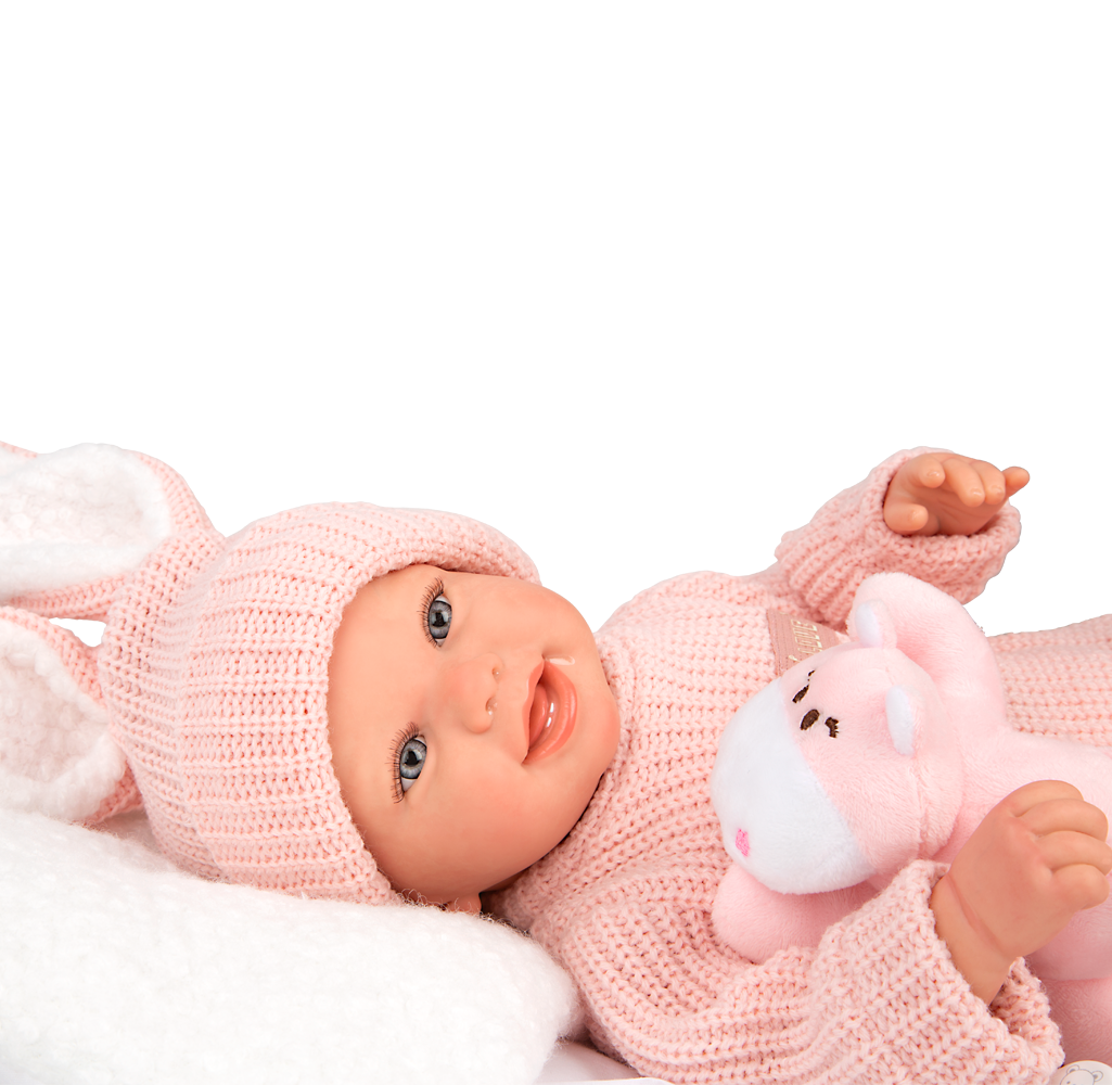 Arias Reborn lėlė kūdikėlis rožiniais rūbeliais, Lucia, 45 cm – Pupuliuk.lt
