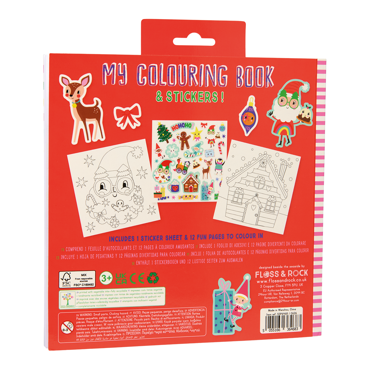 Kvepianti spalvinimo knygelė su lipdukais, Kalėdos – Pupuliuk.lt