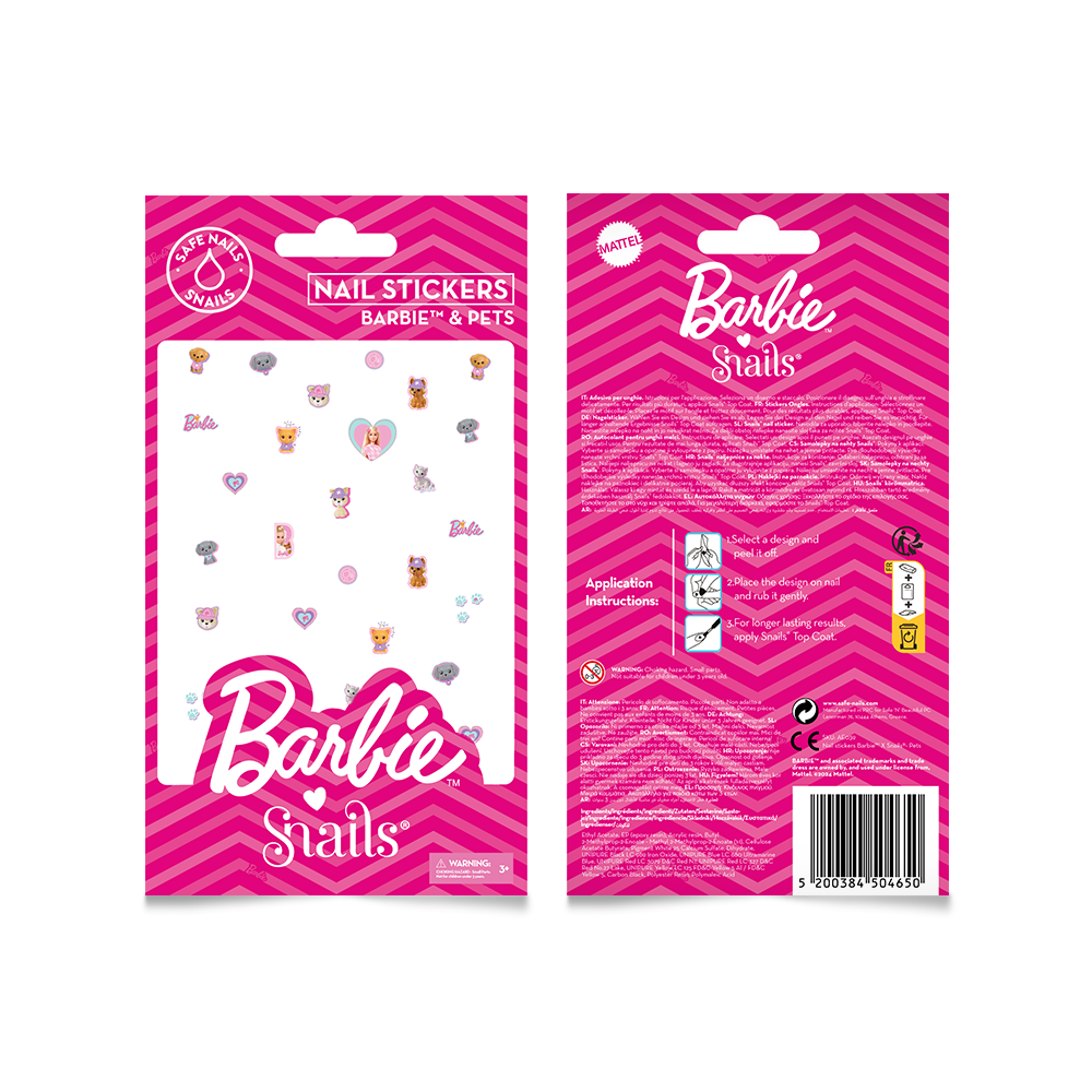 Barbie Snails nagų lipdukai, Barbie™ and Pets – Pupuliuk.lt