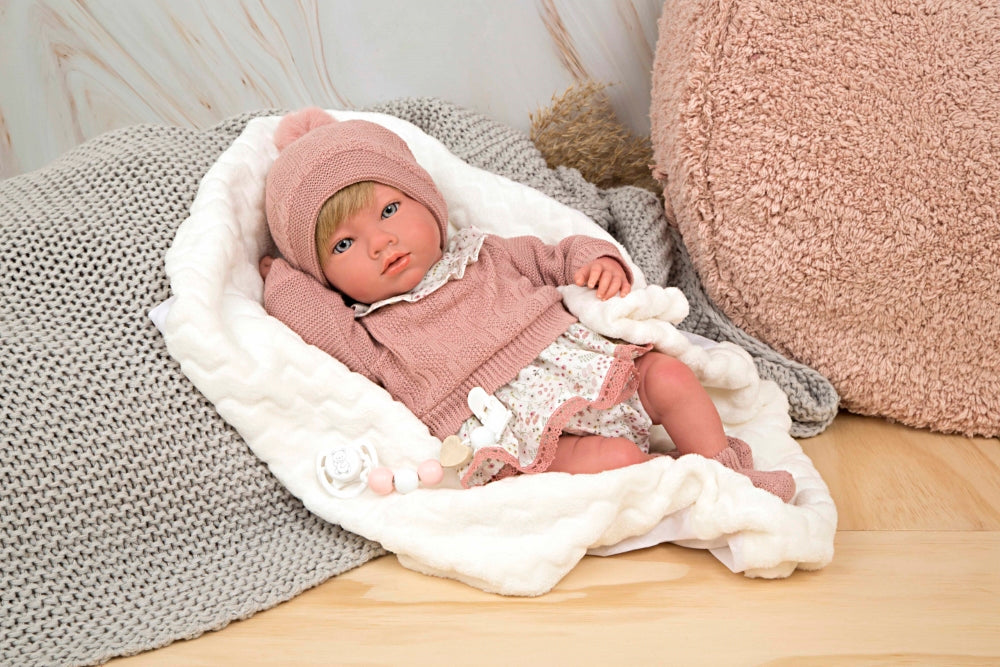 Reborn lėlytė rausvais rūbeliais, 40 cm – Pupuliuk.lt