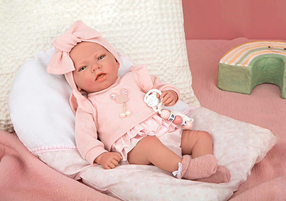 Reborn lėlytė rožiniais rūbeliais, 40 cm – Pupuliuk.lt