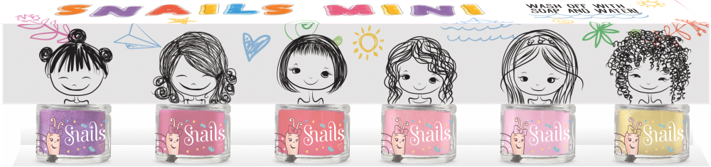 Snails Mini nagų lakų rinkinys (6 vnt) - NUPLAUNAMAS nagų lakas – Pupuliuk.lt