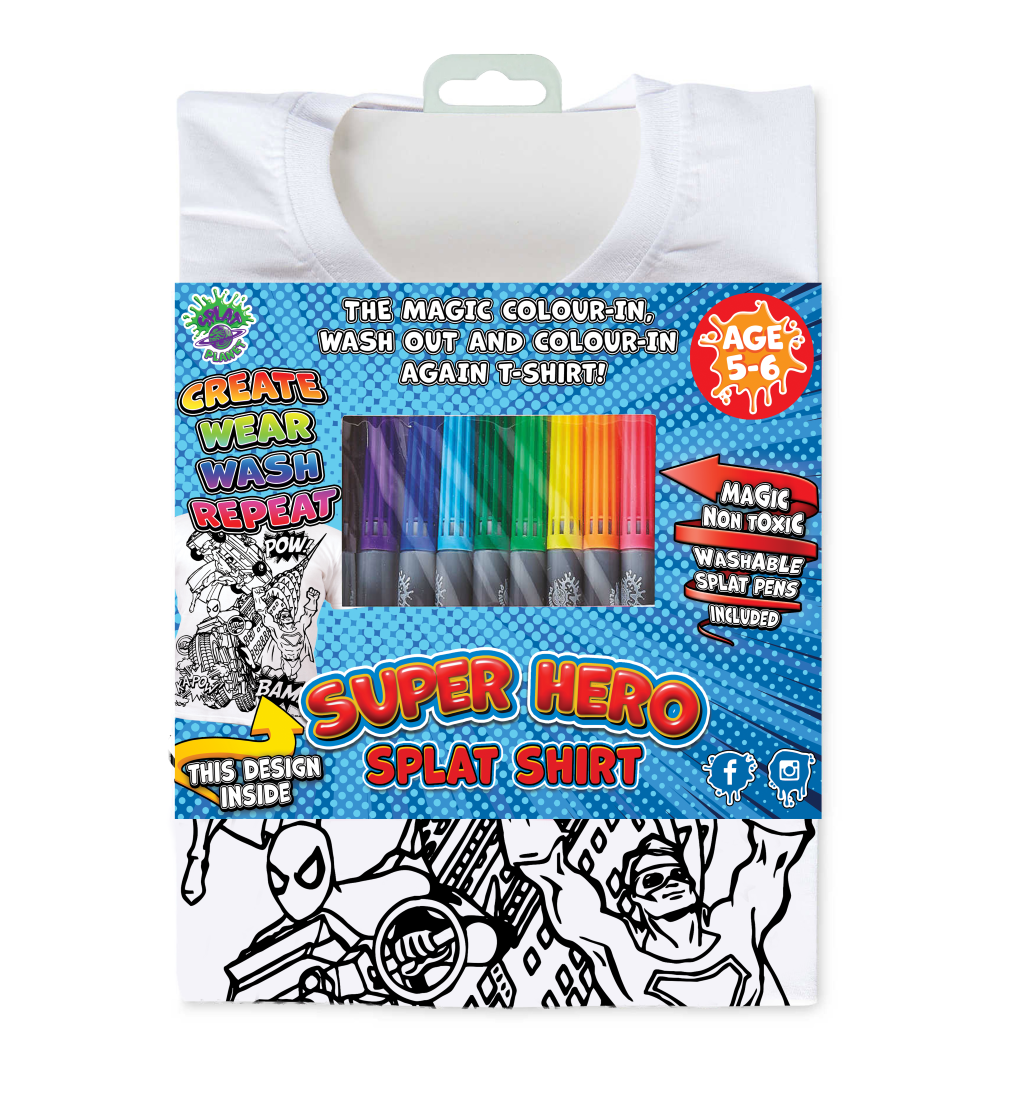 Splat Planet marškinėliai su flomasteriais Super herojai – Pupuliuk.lt